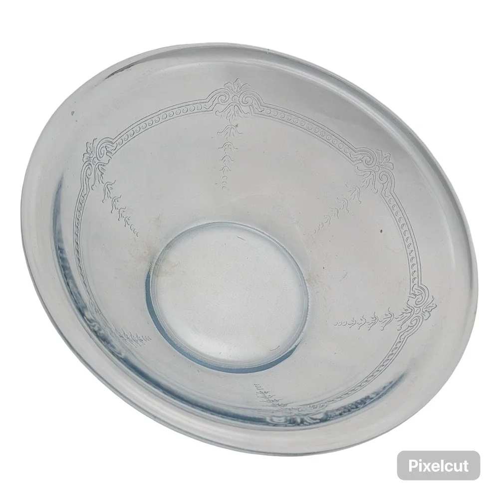 VINTAGE FIRE KING SAPPHIRE BLUE PHILBE pattern GLASS MIXING BOWL ROLLED EDGE 7